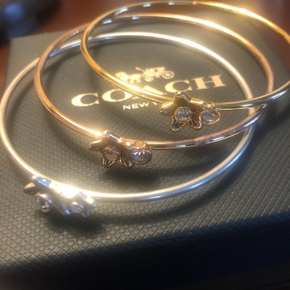 Coach Wildflower 3 Piece Bangle Set Pave -New with Box - Picture 5 of 6